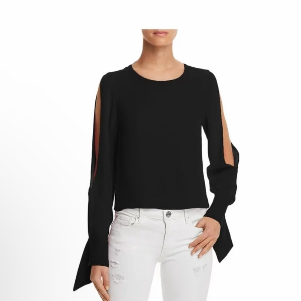 Ramy Brook Addy Open-Sleeve Silk Blouse In Black Size S
